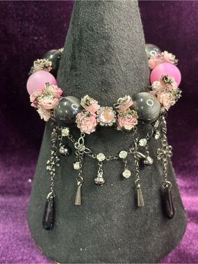 Magical Handmade Bracelet – Pastel Galaxy, Flowers & Intricate Dangles
